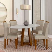 Mesa Oval Com 4 Cadeiras Montana 1,36 Cin/off/bege - Móveis Arapongas