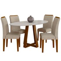 Mesa Oval Com 4 Cadeiras Montana 1,36 Cin/off/bege - Móveis Arapongas