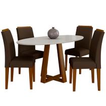 Mesa Oval Com 4 Cadeiras Montana 1,36 Cin/off/marro - Móveis Arapongas Mesa Oval Com 4 Cadeiras Montana 1,36 Cin/off/marro - Móveis Arapongas