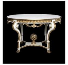 Mesa Oval Hall Alta Decoração Classica Branca Entalhes Luxuosos