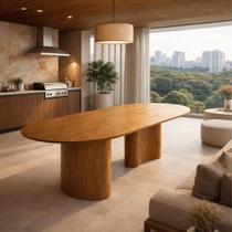 Mesa Oval Savana Sala De Jantar E Gourmet Rústica Madeira Natural Área Varanda 180x90cm Até 8 Lugares