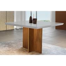 Mesa p/ Cozinha Berlim c/ Tampo 90x90cm Madeirado Vidro Canto Curvo - Imbuia/Off White - Rufato