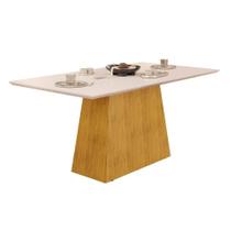 Mesa p/ Cozinha Dulce c/ Tampo Madeirado Vidro Reto 180x90cm Cedro/Off White - DJ Móveis Mesa p/ Cozinha Dulce c/ Tampo Madeirado Vidro Reto 180x90cm Cedro/Off White - DJ Móveis