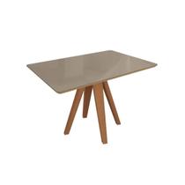 Mesa p/ Cozinha Duna Madeira Maciça c/ Tampo Madeirado c/ Vidro 120x80cm Carvalho/Freijo Bronze - Kappesberg Mesa p/ Cozinha Duna Madeira Maciça c/ Tampo Madeirado c/ Vidro 120x80cm Carvalho/Freijo Bronze - Kappesberg