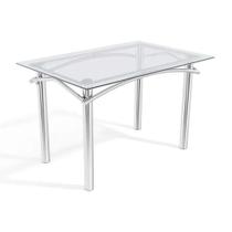 Mesa p/ Cozinha Elba c/ Tampo de Vidro 120cm Cromada - Kappesberg
