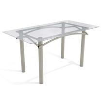 Mesa p/ Cozinha Elba c/ Tampo de Vidro 150cm Niquel - Kappesberg Mesa p/ Cozinha Elba c/ Tampo de Vidro 150cm Niquel - Kappesberg