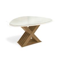 Mesa p/ Cozinha Graviola c/ Tampo Madeirado c/ Vidro 135x105cm Freijó/Off White - Kappesberg Mesa p/ Cozinha Graviola c/ Tampo Madeirado c/ Vidro 135x105cm Freijó/Off White - Kappesberg