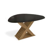 Mesa p/ Cozinha Graviola c/ Tampo Madeirado c/ Vidro 135x105cm Freijó/Preto Fosco - Kappesberg Mesa p/ Cozinha Graviola c/ Tampo Madeirado c/ Vidro 135x105cm Freijó/Preto Fosco - Kappesberg