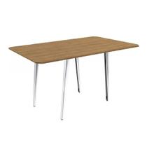 Mesa p/ Cozinha Iguaçu Aço c/ Tampo Madeirado 160x90cm Cromada/Nogueira - Kappesberg