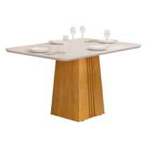 Mesa p/ Cozinha Italia c/ Tampo Madeirado c/ Vidro 120x90cm Cedro/Off White - DJ Móveis