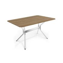 Mesa p/ Cozinha Loire Aço c/ Tampo Madeirado 136x90cm Cromada/Nogueira - Kappesberg Mesa p/ Cozinha Loire Aço c/ Tampo Madeirado 136x90cm Cromada/Nogueira - Kappesberg