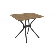 Mesa p/ Cozinha Loire Aço c/ Tampo Madeirado 90x90cm Preto Fosco/Nogueira - Kappesberg