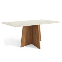 Mesa p/ Cozinha Lótus c/ Tampo Madeirado c/ Vidro 80x120cm Freijó/Off White - Kappesberg Mesa p/ Cozinha Lótus c/ Tampo Madeirado c/ Vidro 80x120cm Freijó/Off White - Kappesberg