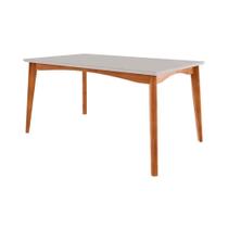 Mesa p/ Cozinha Monalisa c/ Tampo Madeirado Vidro 160x90cm Natural - Nesher Mesa p/ Cozinha Monalisa c/ Tampo Madeirado Vidro 160x90cm Natural - Nesher