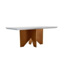 Mesa p/ Cozinha Nevada c/ Tampo 120x80cm Madeirado Vidro Canto Curvo - Imbuia/Off White - Rufato Mesa p/ Cozinha Nevada c/ Tampo 120x80cm Madeirado Vidro Canto Curvo - Imbuia/Off White - Rufato