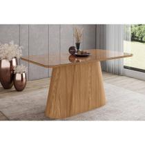 Mesa p/ Cozinha Olivia SC117 c/ Tampo Madeirado c/ Vidro Curvo 160x90cm Nature - Henn Mesa p/ Cozinha Olivia SC117 c/ Tampo Madeirado c/ Vidro Curvo 160x90cm Nature - Henn