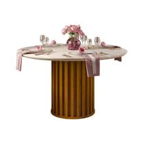 Mesa p/ Cozinha Viena c/ Tampo Madeirado c/ Vidro 136cm Freijó/Off White - DJ Móveis