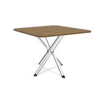 Mesa p/ Cozinha Volga c/ Tampo 90cm Cromada/Nogueira - Kappesberg Mesa p/ Cozinha Volga c/ Tampo 90cm Cromada/Nogueira - Kappesberg