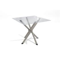Mesa p/ Cozinha Volga c/ Tampo de Vidro Quadrado 90cm Niquel - Kappesberg Mesa p/ Cozinha Volga c/ Tampo de Vidro Quadrado 90cm Niquel - Kappesberg