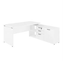 Mesa p/ Escritório em L 1,90m Web40 c/ Armário Branco/Branco