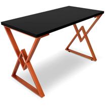 Mesa P/ Escritório Jantar Gamer Ouro 1,20x0,60 Em Aço Tampo Em Madeira