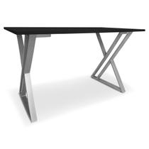 Mesa P/ Escritório Jantar Gamer Tampo 1,00x0,60 Qatar Prata/Preto