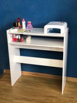 Mesa p/ Manicure c/ Prateleira Porta Esmaltes Multiuso Branco
