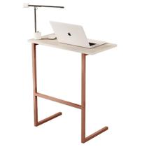 Mesa P/Notebook Thor MDP Perola Pés Ferro Bronze Sal Movelaria
