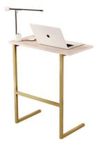 Mesa P/Notebook Thor MDP Pérola Pés Ferro Dourado Sal Movelaria