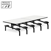 Mesa p/ Refeitório Fixo 10 Lugares MDF BRANCO DE 25 MM POLLO MÓVEIS 50046 Mesa p/ Refeitório Fixo 10 Lugares MDF BRANCO DE 25 MM POLLO MÓVEIS 50046