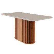 Mesa para 6 Cadeiras Sala de Jantar 160cm Tampo em MDF/Vidro Julieta Cimol Cinamomo/Off White Mesa para 6 Cadeiras Sala de Jantar 160cm Tampo em MDF/Vidro Julieta Cimol Cinamomo/Off White