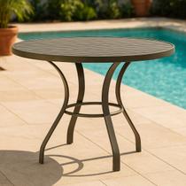 Mesa para Ambiente Externo Dubai 1,00m Redondo em Aluminio Ripado - Bege