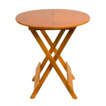 Mesa para Area de Lazer Dobravel de Madeira 90 Redonda - Natural