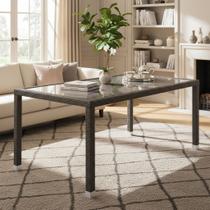 Mesa Para Area Externa Com Rattan E Vidro 90x160 Cm