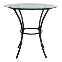 Mesa para Área Externa Redonda Happy Hour de Aço e Fibra Sintética e Vidro 80 cm Acesse Móveis