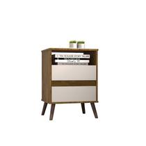 Mesa para Cabeceira com 2 Gaveta e 4 Pés Retrô Paris 67cm X 45cm Marrom Canela/Off White Mesa para Cabeceira com 2 Gaveta e 4 Pés Retrô Paris 67cm X 45cm Marrom Canela/Off White