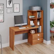 Mesa para Computador 138cm C/Estante 2 Gavetas Prateleira e Nichos Elisa Permobili Cinamomo