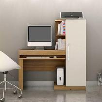 Mesa para Computador com Armário 1 Porta 1 Gaveta Office Valdemóveis Cinamomo/Off White