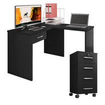 Mesa para computador com Gaveta e Extensora e Gaveteiro Gávea com Chave 4 Gavetas Preto Fosco - Móveis Leão Mesa para computador com Gaveta e Extensora e Gaveteiro Gávea com Chave 4 Gavetas Preto Fosco - Móveis Leão
