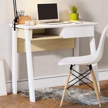 Mesa para Computador Escrivaninha 01 Gaveta Click 90 cm Branco Fosco e Tauari Nobre - OG Móveis - Colibri