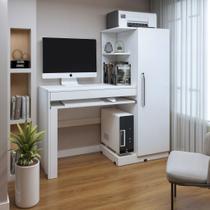 Mesa para Computador Escrivaninha com Armário Office 1 Gaveta 130cm Branca Fosco - Valdemóveis Mesa para Computador Escrivaninha com Armário Office 1 Gaveta 130cm Branca Fosco - Valdemóveis