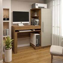 Mesa para Computador Escrivaninha com Armário Office 1 Gaveta 130cm Cinamomo E Off White - Valdemóveis Mesa para Computador Escrivaninha com Armário Office 1 Gaveta 130cm Cinamomo E Off White - Valdemóveis