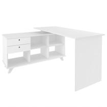 Mesa Para Computador Escrivaninha Em L Gold 2 Gavetas E Nichos Branco - Artany