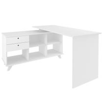 Mesa Para Computador Escrivaninha Em L Gold 2 Gavetas e Nichos Branco - Artany Mesa Para Computador Escrivaninha Em L Gold 2 Gavetas e Nichos Branco - Artany