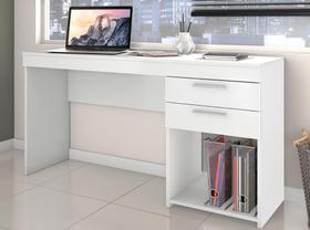 Mesa Para Computador Escrivaninha Home Office Estudos 2 Gavetas 1 Nicho Escritório Quarto Branca