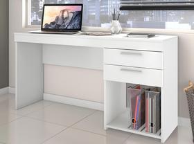 Mesa Para Computador Escrivaninha Home Office Estudos 2 Gavetas 1 Nicho Escritório Quarto Branca