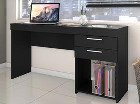 Mesa Para Computador Escrivaninha Home Office Estudos 2 Gavetas 1 Nicho Escritório Quarto Preta - Notável