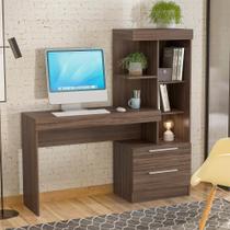 Mesa Para Computador Escrivaninha Home Office Estudos 2 Gavetas Escritório Quarto Marrom Escuro - Notável