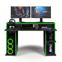 Mesa Para Computador Escrivaninha Para PC Gamer 2 Monitores 3 Nichos E Uma Prateleira