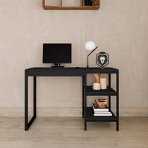 Mesa para Computador Estilo Industrial Office Com Prateleira Slim Preto